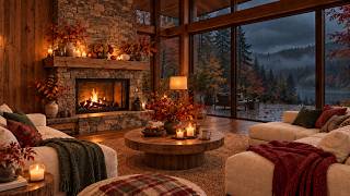 🍂 Cozy Cabin Jazz for Coffee, Study & Relaxing Evenings | Autumn Holidays | Thanksgiving Dinner Mood