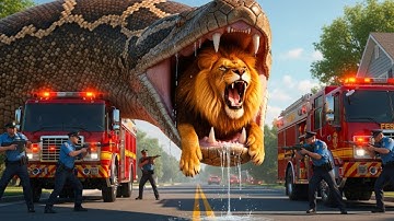 Unbelievable Rescue: Lion Trapped in Giant Python Attack 🐍🦁 | Shocking Survival Mission