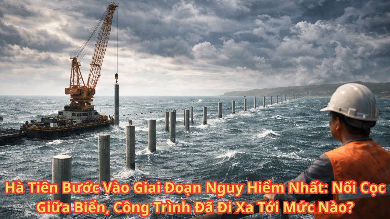 Hà Tiên Bước Vào Giai Đoạn Nguy Hiểm Nhất Nối Cọc Giữa Biển, Công Trình Đã Đi Xa Tới Mức Nào