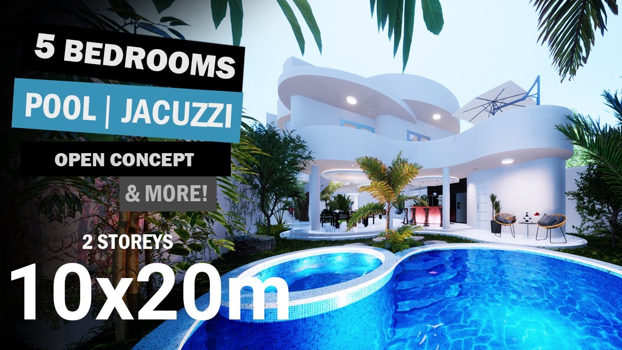 PLANO DE CASA 10X20m | DOS PISOS 5 DORMITORIOS | BEAUTIFUL HOME DESIGN 32.0 X 65.6ft