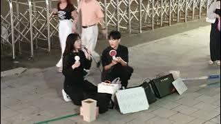 [STREET ARTIST] YU KAGAWA & HYOJIN. INTERACTIVE HONGDAE BUSKING. 230918.