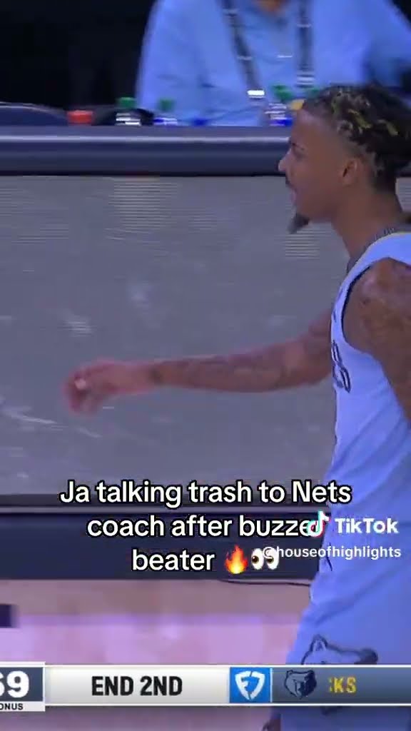 Ja talking trash to Nets coach #hoodnews #jamorant #memphisgrizzles #brooklynnets #omg #buzzerbeater