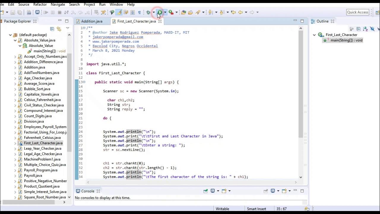 First and Last Character in Java YouTube