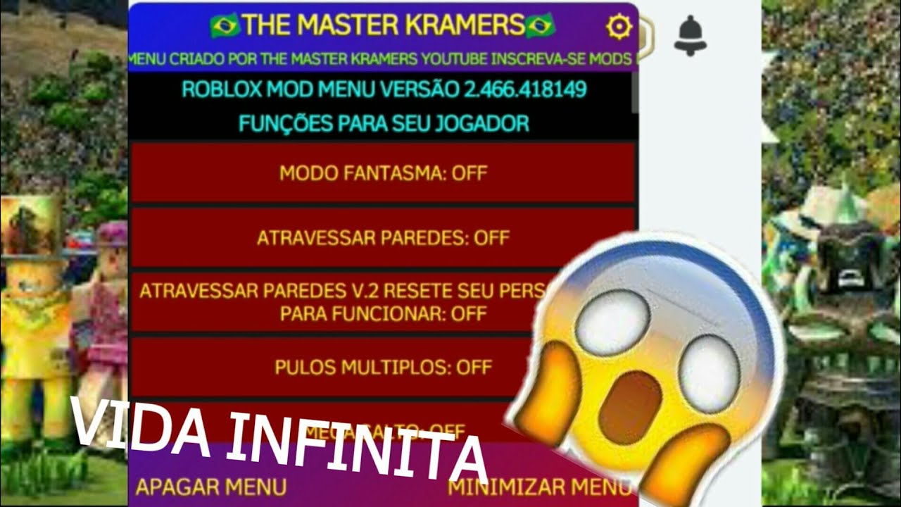 ROBLOX APK MOD MENU / Imortalidade / Atravessar Parede v 2.605.660