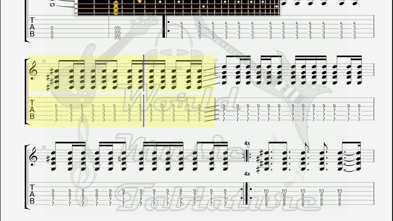 Deftones Knife Party GUITAR 1 TAB YouTube