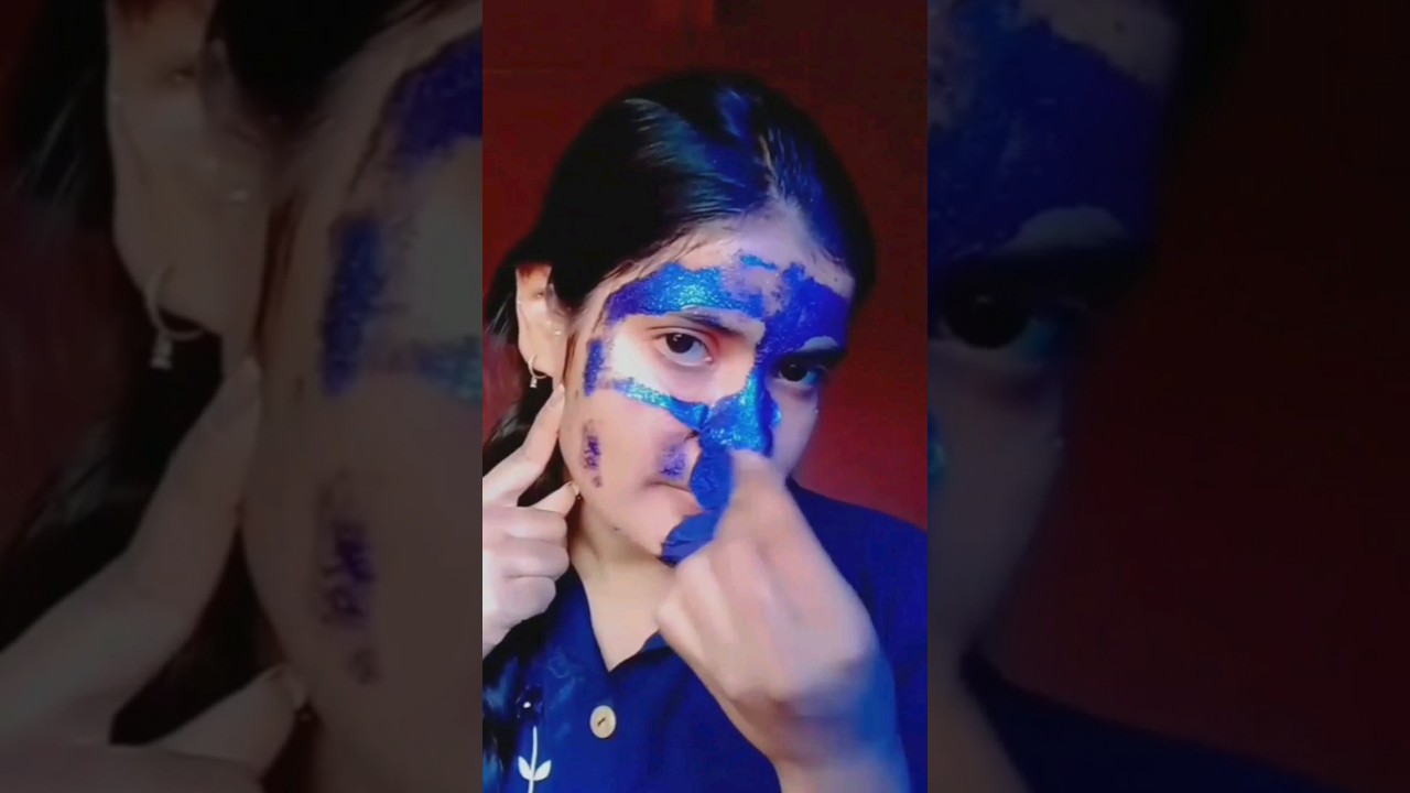 🤯Removing painless peel off mask 😷🤯 blue glitter peel off mask challenge 😱