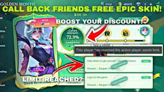 TRICK! CALL BACK FRIENDS FREE EPIC SKIN 2025! MOBILE LEGENDS BANG BANG screenshot 5