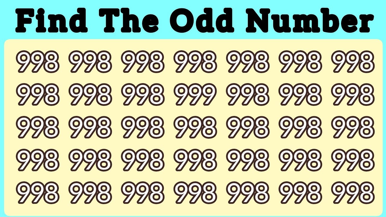 Observation Test | Find The Number 999 In The Crowd Of 998 | - YouTube