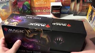 Core set 2019 M19 Magic the Gathering bundle / fat pack unboxing, all 10 booster packs opened MTG