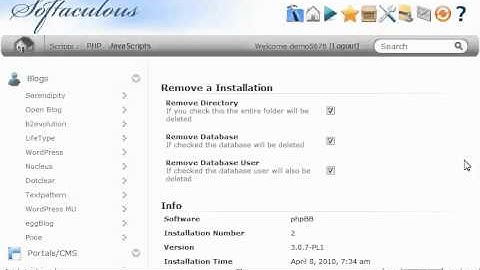 How to remove a script installed by Sofaculous