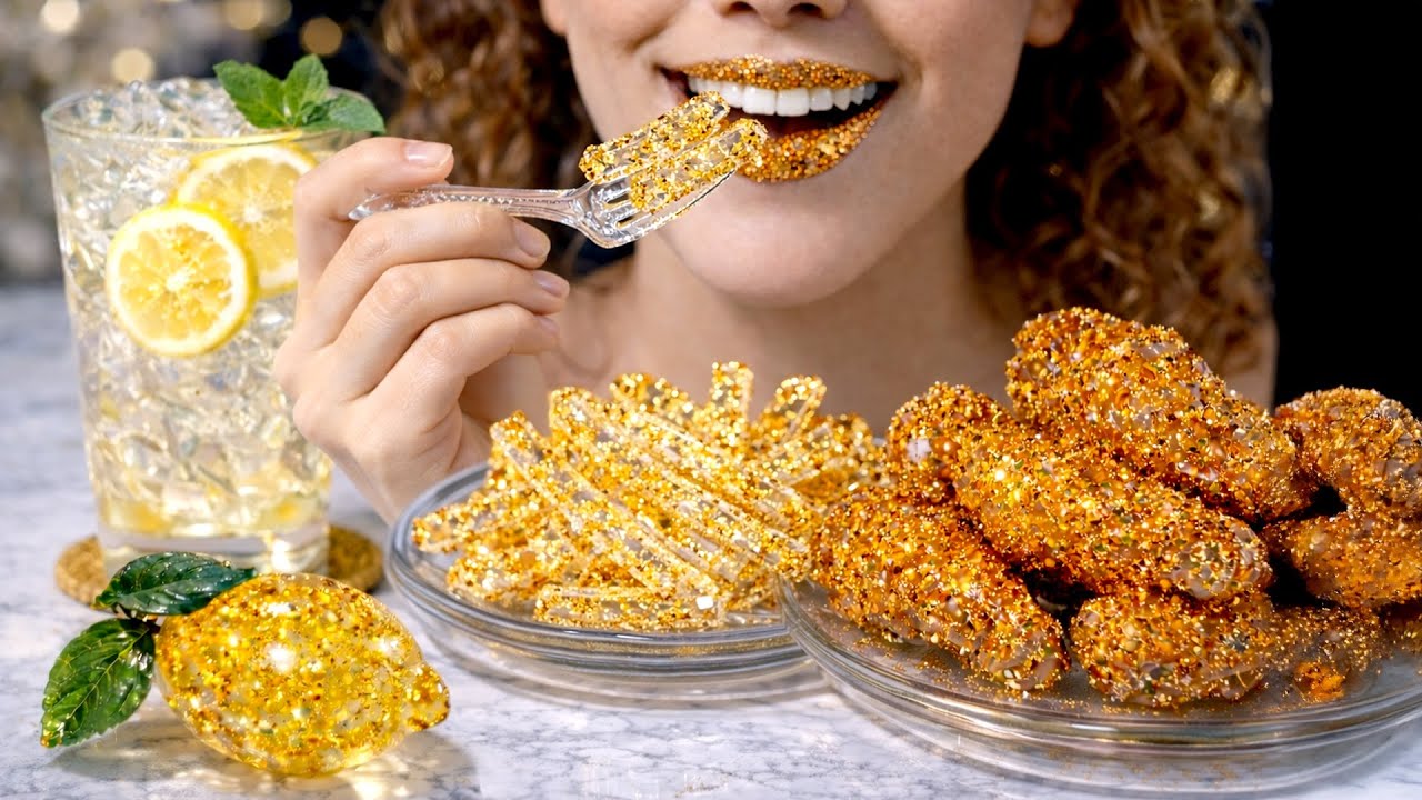French Fries n Fried Chicken + Fresh Lemonade with GLASS Ingredients 🍟🍗🍋✨ (Satisfying ASMR Cooking)