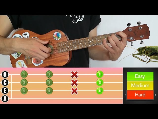 Сыграть на гитаре в траве. Кузнечик на укулеле 4 струны. В траве сидел кузнечик на УКУДЕ. В траве сидел кузнечик на укулеле. В ттрпаве сидел кузнечи к наукулеле.