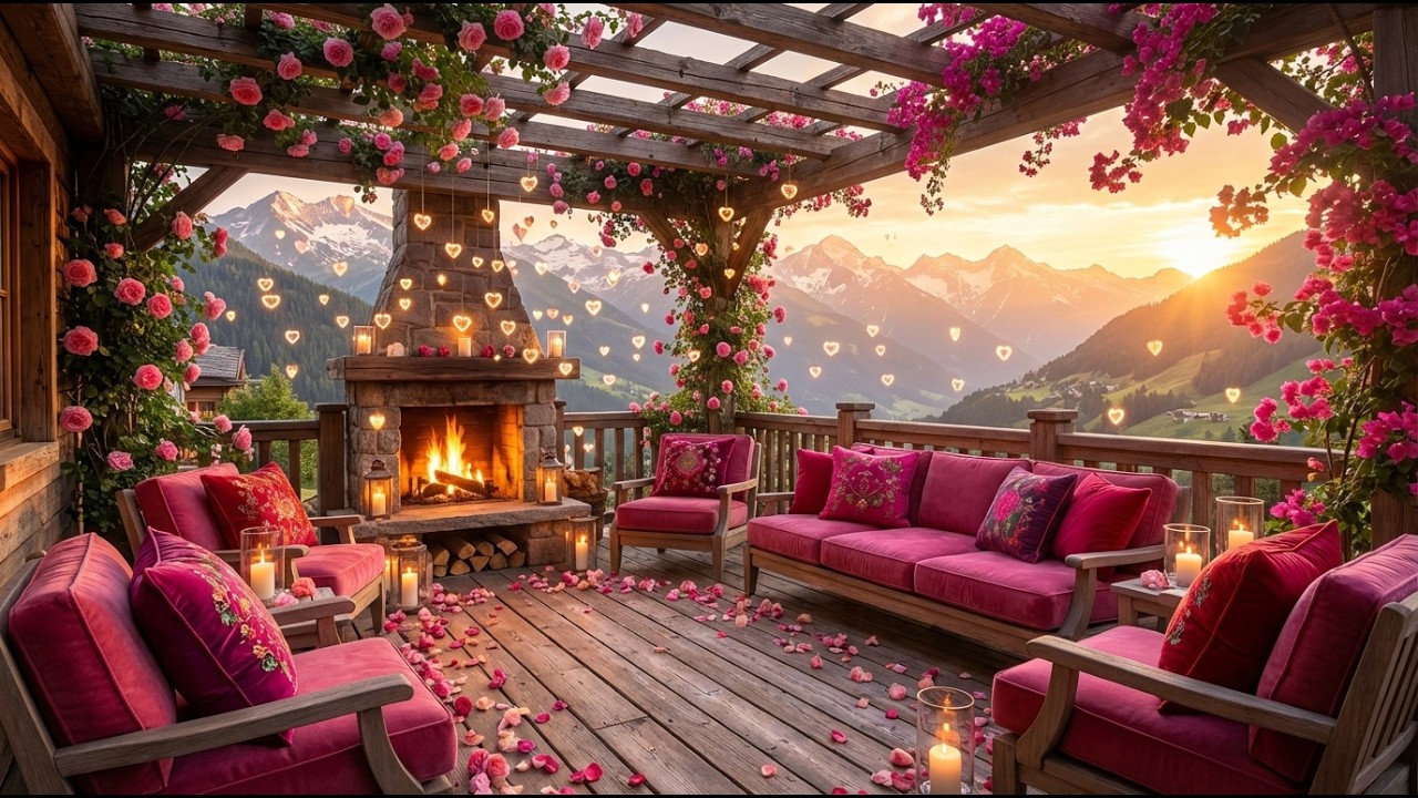 Cozy Valentine’s Day Ambience 24/7 ❤️ Snowy Romance, Soft Piano Music & Winter Love Atmosphere #1T