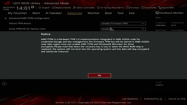 How to Enable TPM 2.0 in ASUS ROG Bios for Windows11