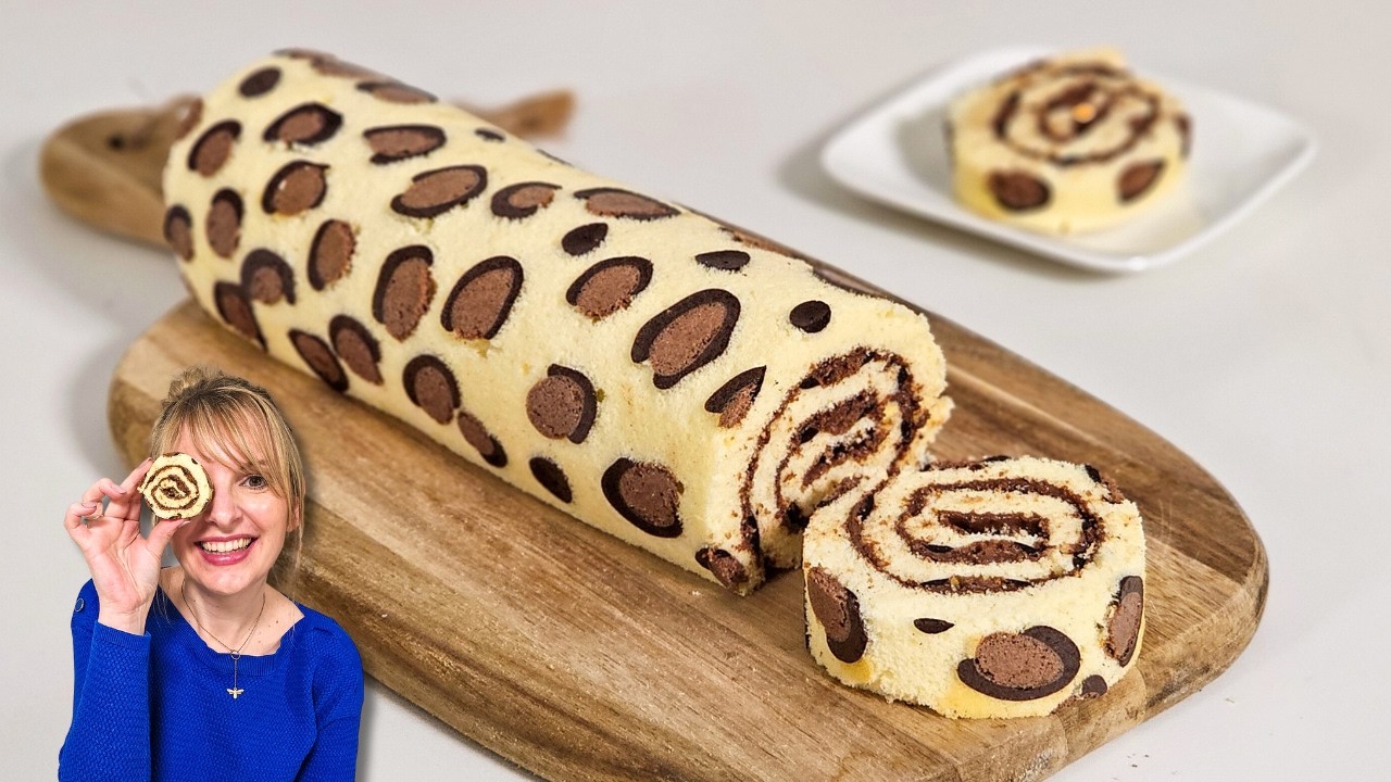 Gâteau roulé léopard INRATABLE 🐆 ultra moelleux (effet Waouh garanti 😲)