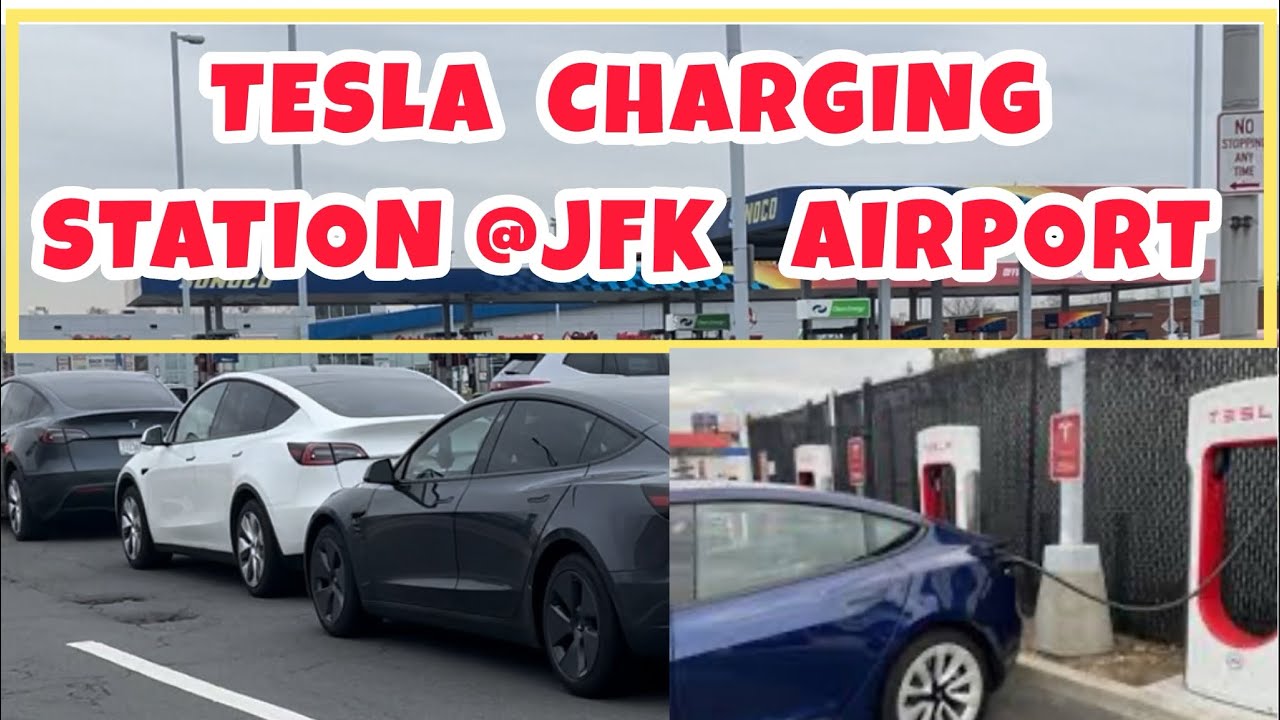 NYC EV Rideshare drivers in long line JFK to Charge their TESLA YouTube