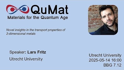 QuMat seminar - Lars Fritz - Novel insights in the transport properties of 2-dimensional metals