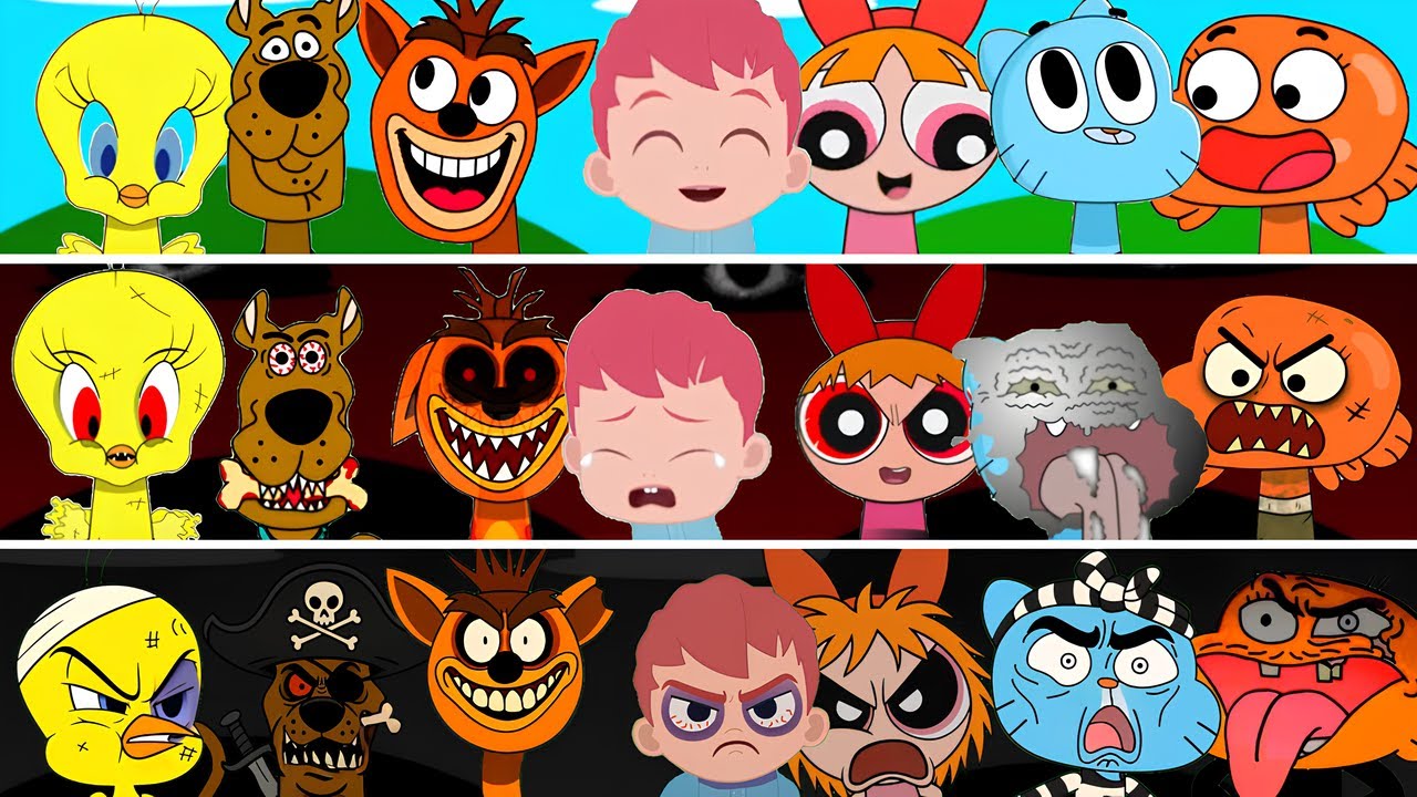 Incredibox Sprunki OC Phase 1 to Phase 3 BEBEFINN, Tweety (Looney Tunes), Blossom, Crash Bandicoot