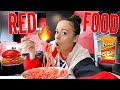 I only ate RED food for 24 HOURS Challenge! | Krazyrayray