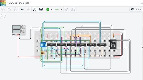 Práctica N°1 - Circuitos Digitales - Thinkercad - Display 7 segmentos