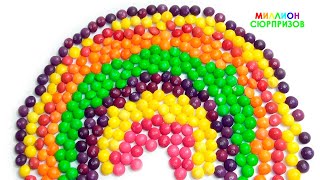 РАДУГА ИЗ СКИТТЛС - Учим цвета с 1000 SKITTLES - Развивающее Видео - Как сделать радугу из Скиттлс