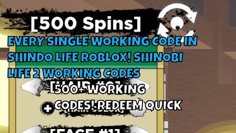 *NEW* EVERY SINGLE WORKING CODE IN SHINDO LIFE ROBLOX!!! USE QUICK BEFORE EXPIRE! | Shinobi Life 2