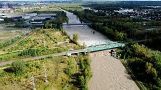 Povodeň Řeka Ostravice 15.9.2024 Ostrava - Vítkovice 4K Z Dronu