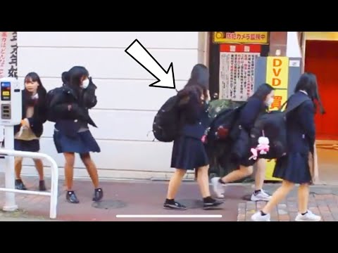 BUSHMAN prank  Cute Japanese school girls running like babies 😂 #funny #prank #bushman