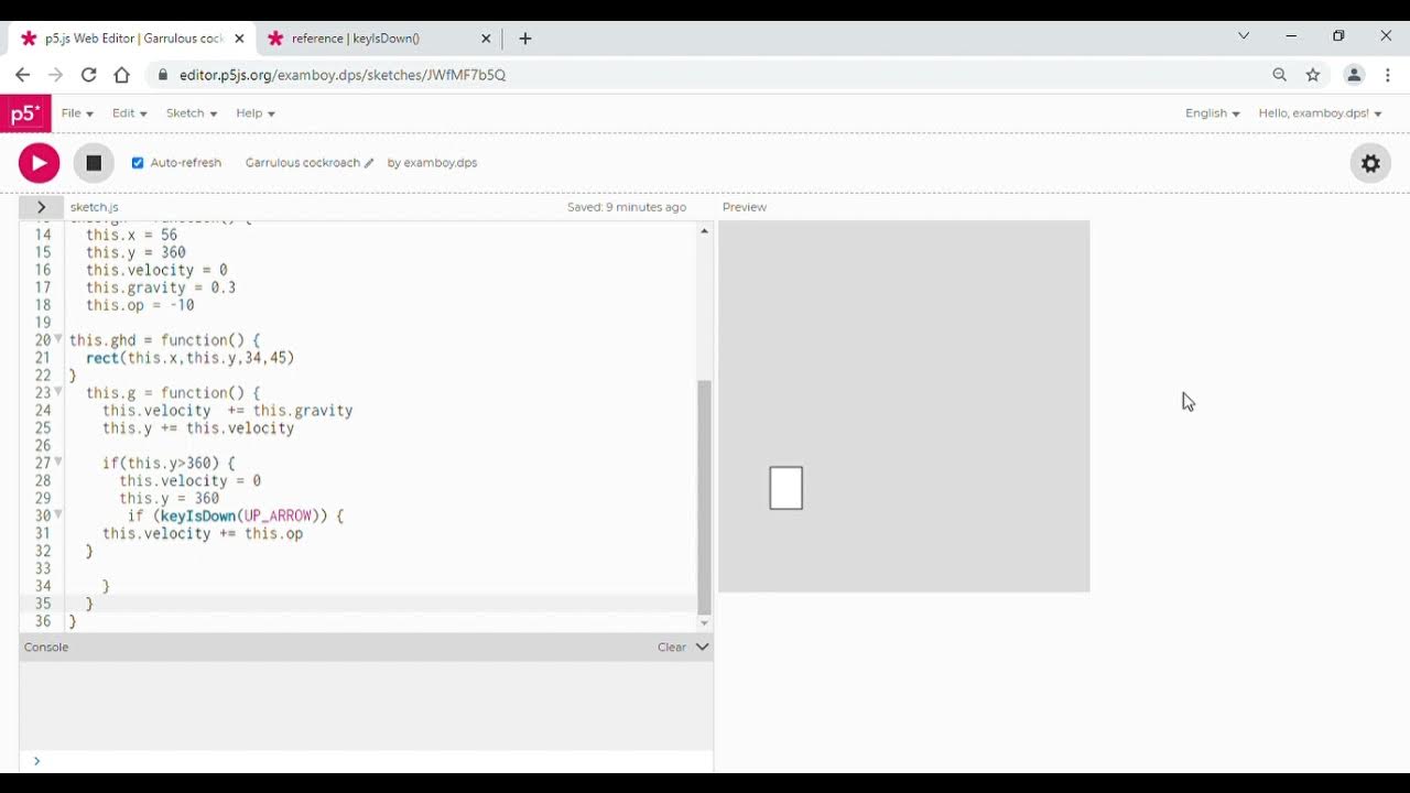 how to make gravity work and make player jump in p5.js - YouTube