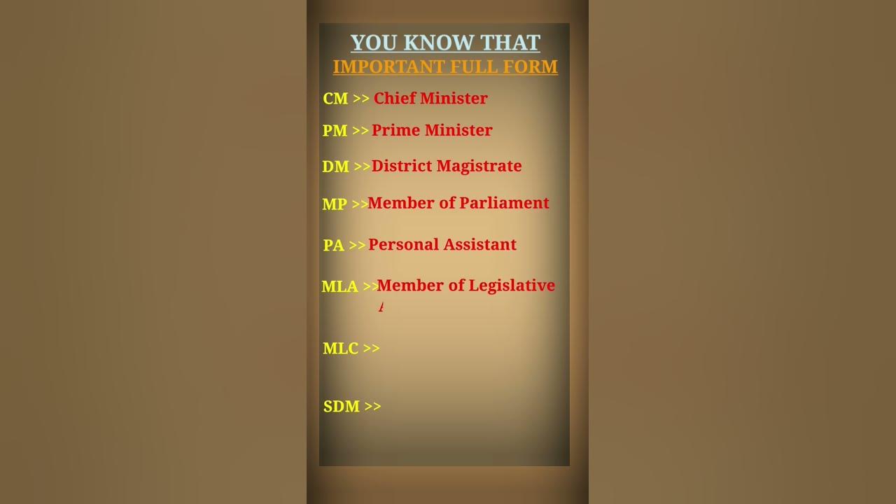 cm-pm-dm-pa-mla-ka-full-form-learn-koro-shorts-youtube