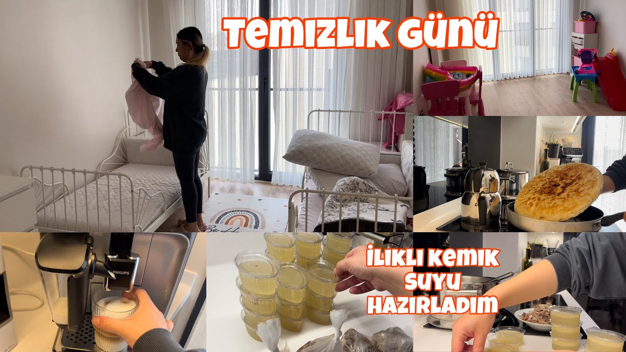 TEMİZLİK GÜNÜ✨KAHVALTIYA KURU YUFKADAN GÖZLEME 🥞 İLİKLİ KEMİK SUYU HAZIRLADIM 🦴GÜNLÜK VLOG🎊