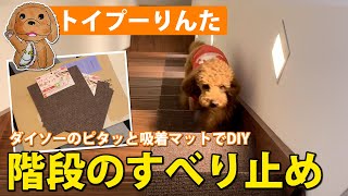 犬の階段すべり止めDIY【ダイソー･ピタッと吸着マット】トイプードルりんた