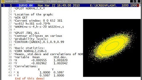 Survo demo: Simulating a bivariate normal distribution