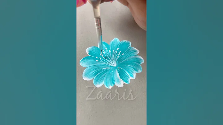 🩵🤍🎨Simple BLUE flower painting using a round brush and acrylic🎨 #flowerpainting #shorts #art thumbnail