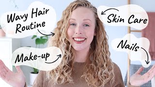 My MINIMALIST Beauty Routine | Wavy Hair Routine, Skin Care & Make-up
