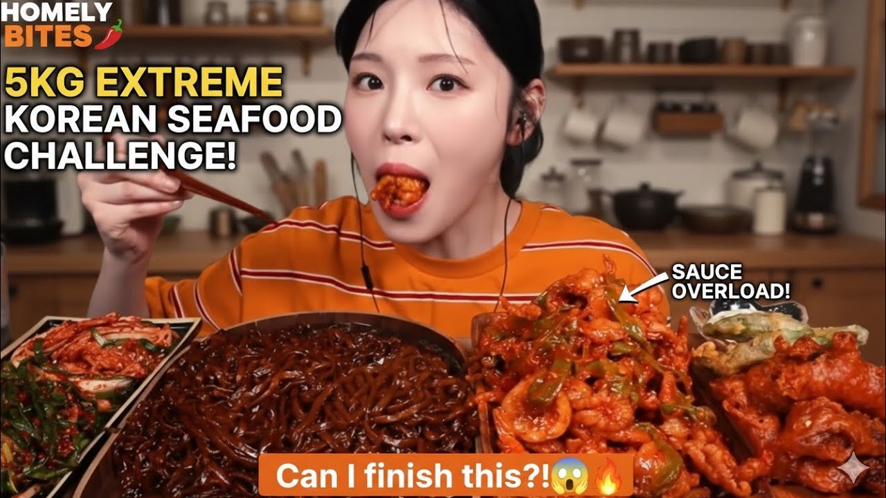 WORLD'S SPICIEST SEAFOOD MOUNTAIN! 🌶️😱 (Sauce Overload) Mukbang ASMR#asmr #mukbang #homelybites 
