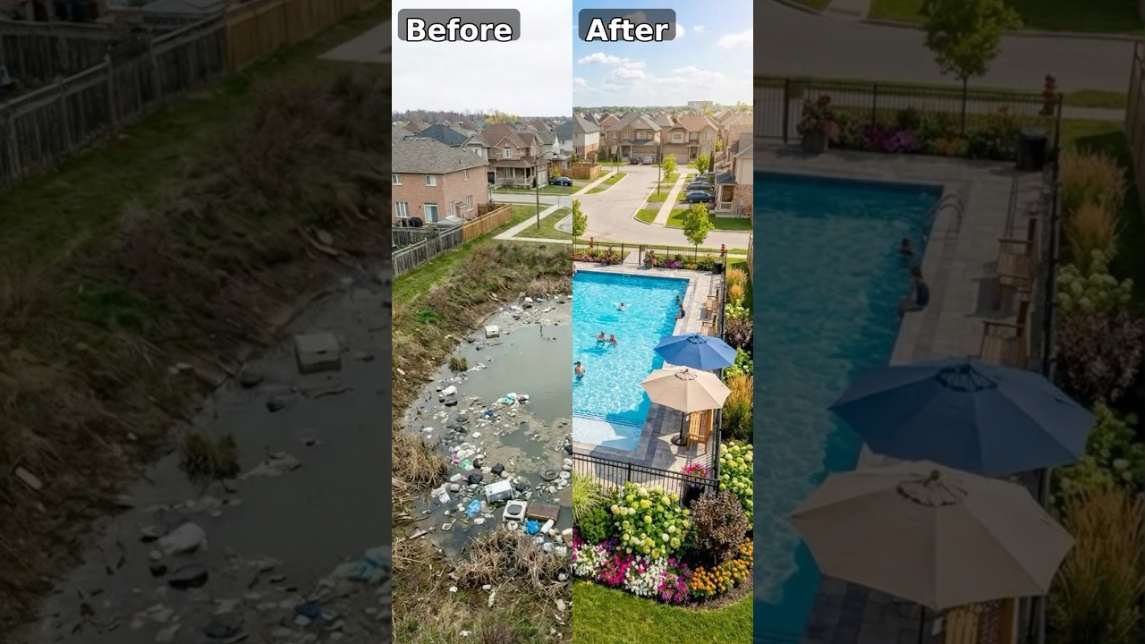 Pond to Pool Timelapse Transformation | Dirty Trash Pond Cleanup to Community Pool (Before & After)