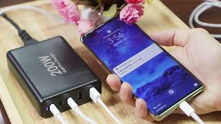 PD 200W Mini Multi Ports GaN PD Fast Charger USB C GaN Charger for Laptop Tablet And Mobile Phones