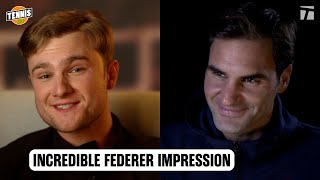 FEDERER IMPERSONATION 🤣 Josh Berry does his best Roger Federer | Tennis LOL