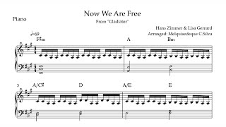 Gladiator - Now We Are Free - Arranged for solo piano, with music sheet