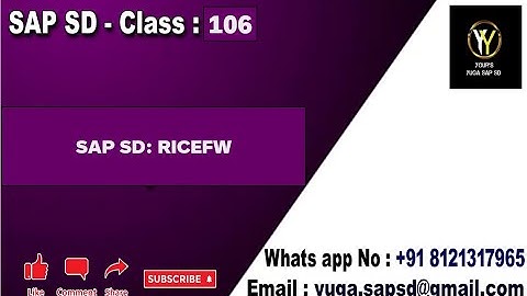 SAP SD: Class no- 106: RICEFW / RICEFW || Your