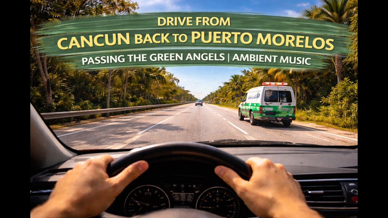 Drive from Cancun Back to Puerto Morelos | Passing the Green Angels | Ambient Music
