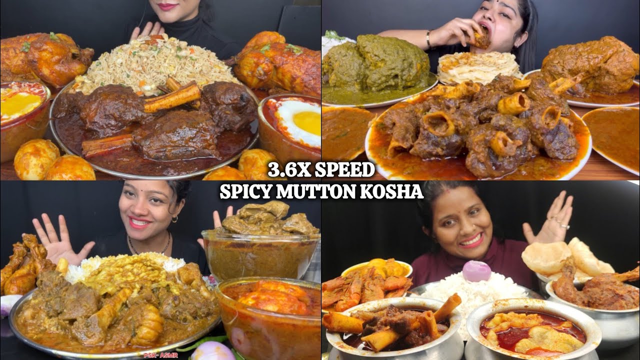 ASMR: Eating Spicy Mutton Kosha Eating Challenge 😍😋 whole chicken curry fatt with rice Mukbang🔥