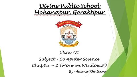 Class -VI COMPUTER SCIENCE Chapter-2, More on Windows 7