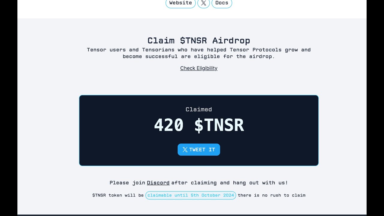 $TNSR 发空投了，目前价值800刀左右