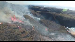 Footage of wild fires still burning california in 2019.