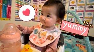 Hungry baby can’t wait to eat at feeding time (oats & prune) #hungrybaby #eatingshow #baby #mukbang