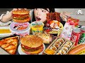 ASMR MUKBANG| 편의점 직접 만든 핵불닭 떡볶이 햄버거 김밥 디저트 먹방 & 레시피 FRIED CHICKEN AND Tteokbokki EATING