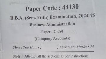 B.B.A. (Sem. Fifth) Business Administration (Company Accounts) Question Paper 2024–25, MJPRU #mjpru