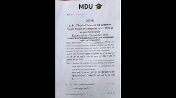 🎓MDU BSC CS 1ST SEM COMPUTER SCIENCE QP 2025#mdu #computerscience #1stsemexam #bsc #2025